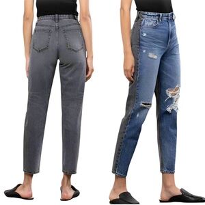 Hidden Two Tone Distressed Mom Tapered Fit Jeans Size 29